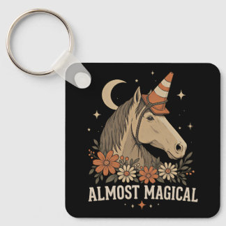 Almost Magical Funny Horse Unicorn Keychain