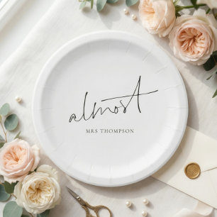 Almost Mrs Name Bridal Shower Paper Plate