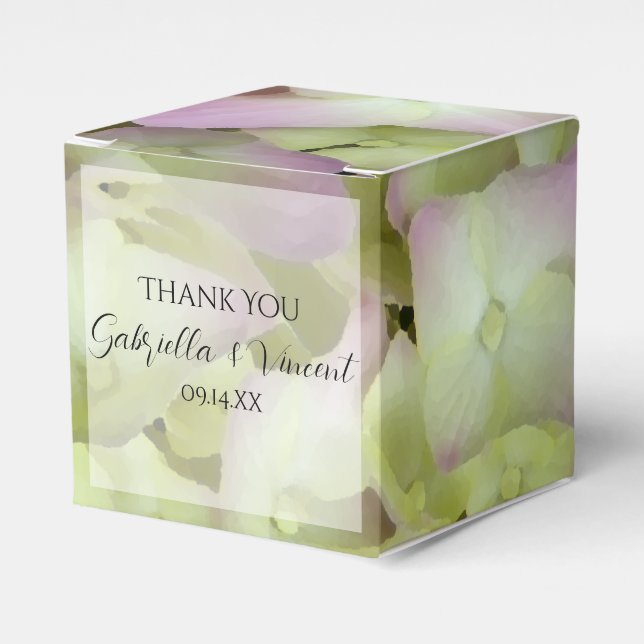 Almost Pink Hydrangea Floral Wedding Favor Box (Front Side)