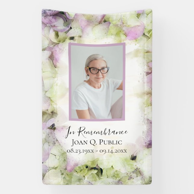 Almost Pink Hydrangea Flower Funeral Memorial Banner (Vertical)