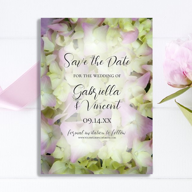 Almost Pink Hydrangea Flower Wedding Save the Date (Creator Uploaded)