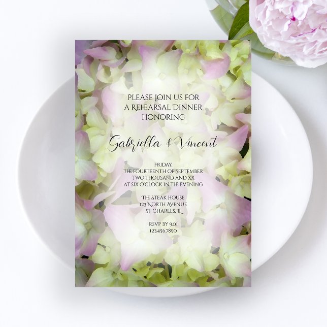 Almost Pink Hydrangea Wedding Rehearsal Dinner Invitation (Creator Uploaded)