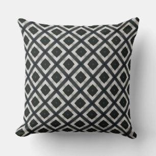 Almost Square Grey and Black Tiles Throw Pillow