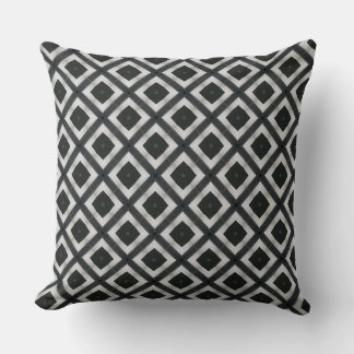 Almost Square Grey and Black Tiles Throw Pillow
