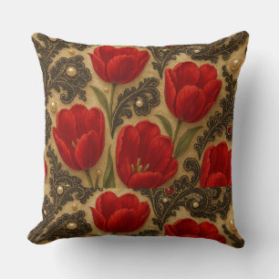 ALMOTED Tulips and DESIGN Rent Throw Pillow