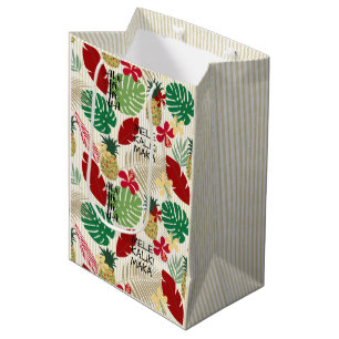ALO-HO-HO-HA Hawaiian Tropical Holiday  Wrapping P Medium Gift Bag