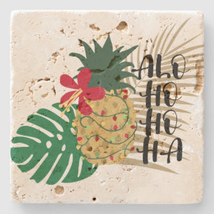 ALO-HO-HO-HA Hawaiian Tropical Pineapple Stone Coaster