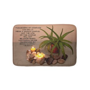 Aloe Candles and River Rocks Happiness Quote Bath Mat