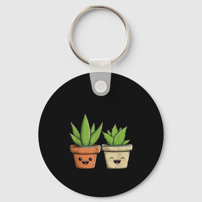 Aloe There Funny Succulent Plant Lover  Keychain (Front)