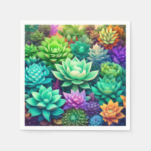 Aloe Vera and Succulents Collage Napkin