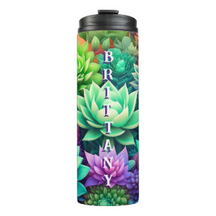 Aloe Vera and Succulents Collage Personalized Thermal Tumbler