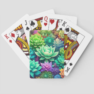 Aloe Vera and Succulents Collage Playing Cards