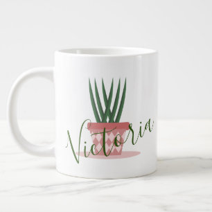 Aloe Vera Cactus Illustration Name Large Coffee Mug