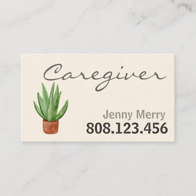 Aloe Vera Healing Touch: Caregiver Business Cards (Front)