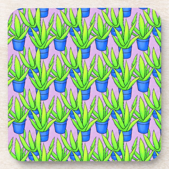 Aloe Vera Plants Pattern Coaster (Front)