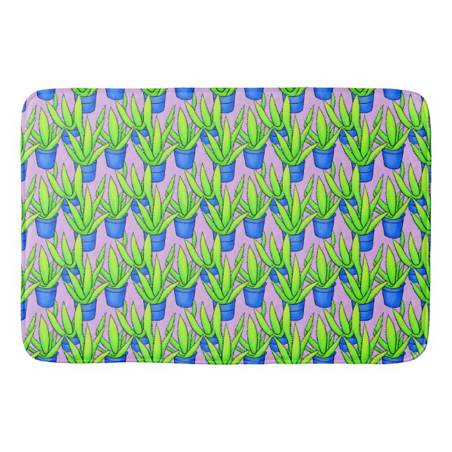 Aloe Vera Plants Pattern Textile Bath Mat (Front)