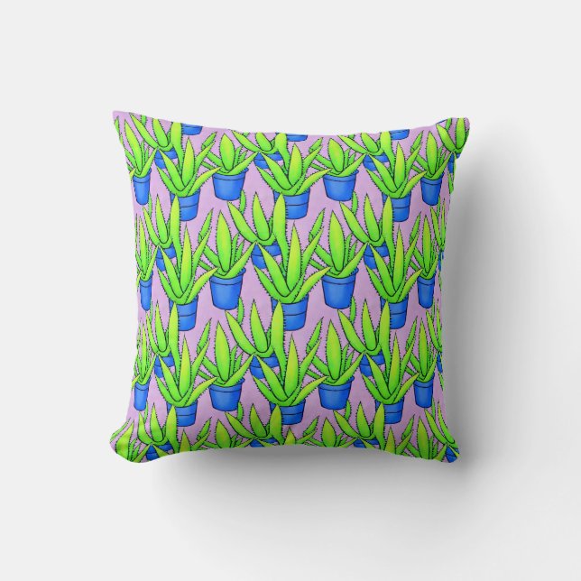 Aloe Vera Plants Pattern Throw Pillow (Front)