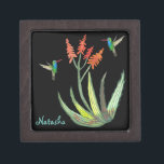 Aloe Vera Succulent Hummingbirds Watercolor CUSTOM Gift Box<br><div class="desc">This hand painted watercolor aloe plant in flower attracts two cute hummingbirds and is sure to add elegance to this gift box. Customize with your name or other info. Check my shop for lots more matching items!</div>