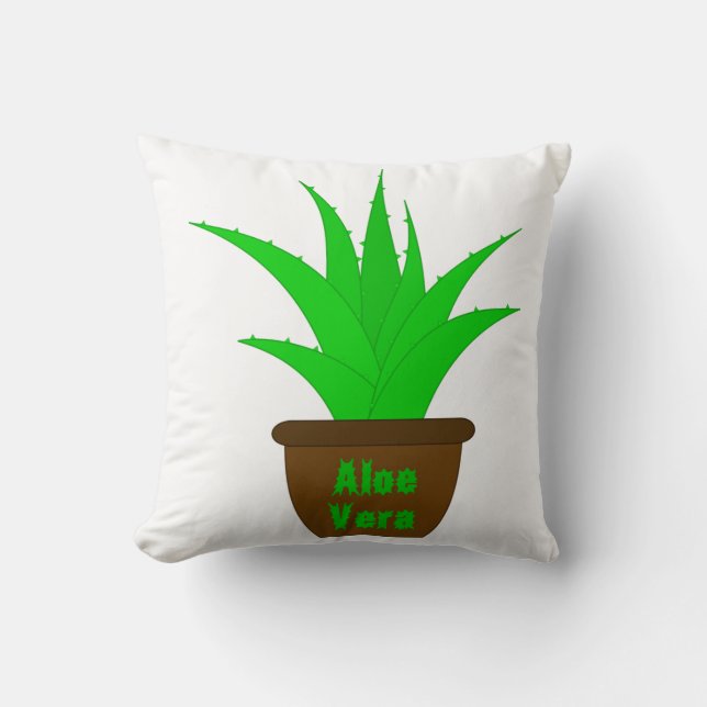 Aloe Vera with a Label Throw Pillow (Front)