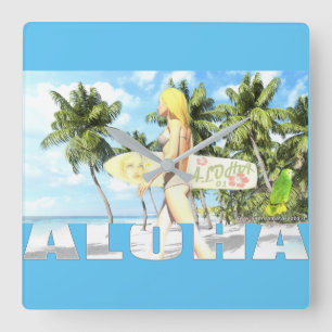 Aloha 01 square wall clock