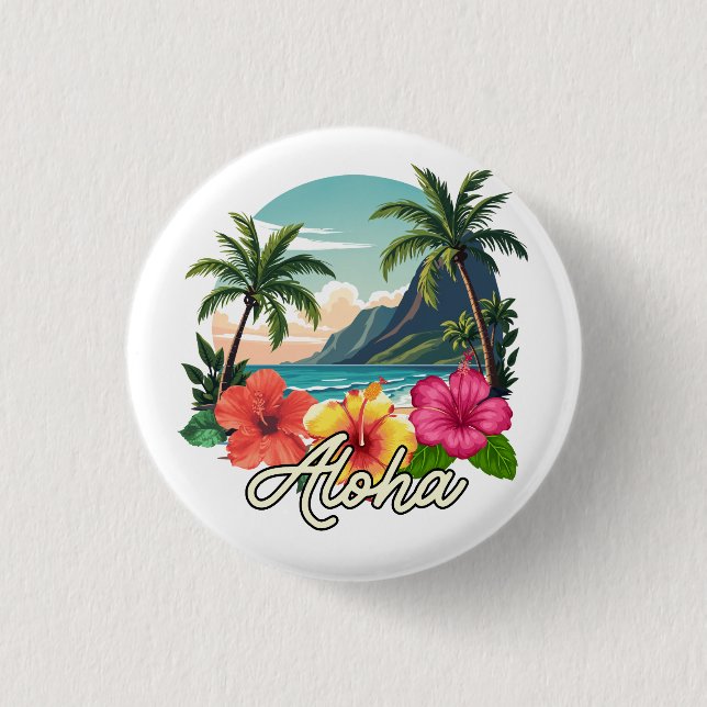 Aloha 1 Inch Round Button (Front)