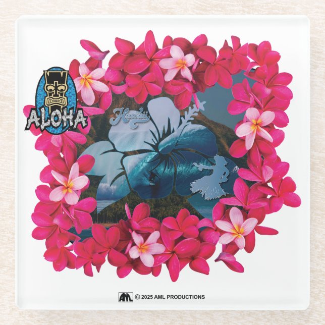 ALOHA 3 14 GLASS COASTER (Front)
