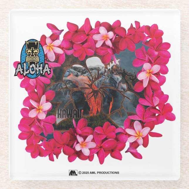 ALOHA 3 15 GLASS COASTER (Front)