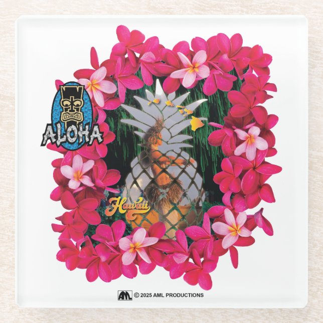 ALOHA 3 3 GLASS COASTER (Front)