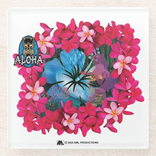ALOHA 3 6 GLASS COASTER (Front)