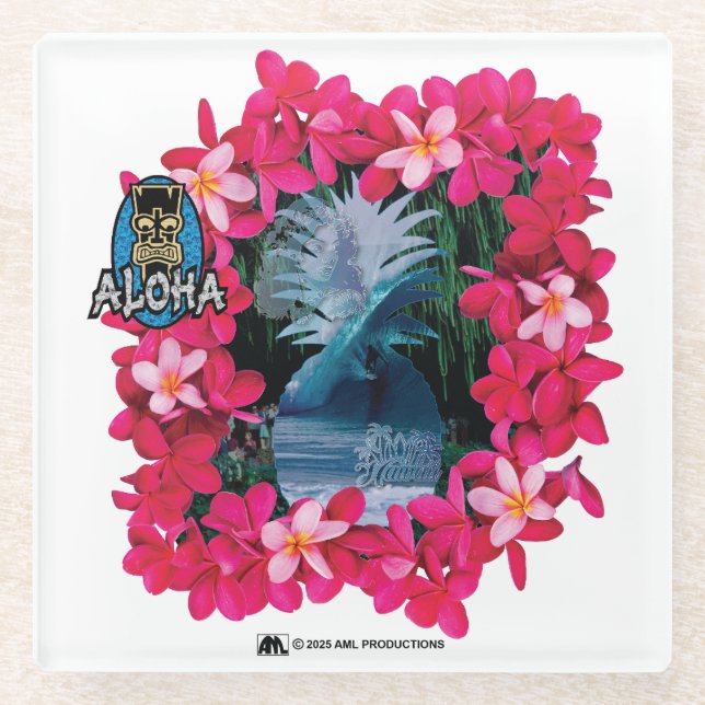 ALOHA 3 8 GLASS COASTER (Front)