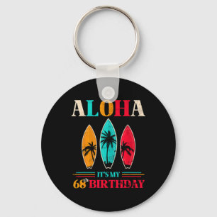 Aloha 68th Birthday Hawaii Tropical Beach Surfing  Keychain