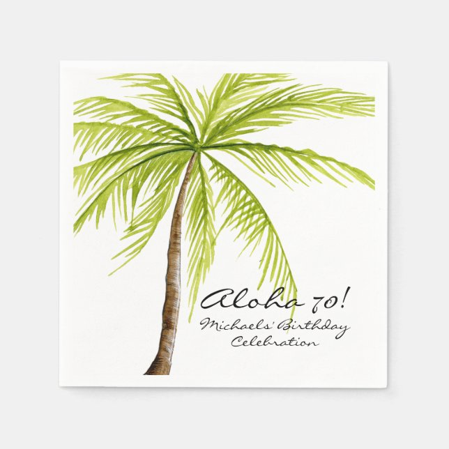 Aloha 70th Birthday Tropical Beach Party Napkin (Front)