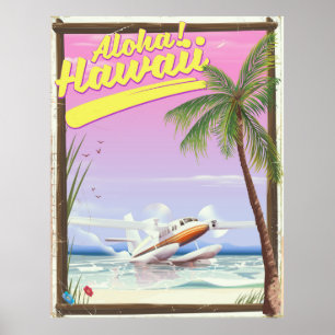 Aloha ! Affiche de voyage de style vintage Hawaï