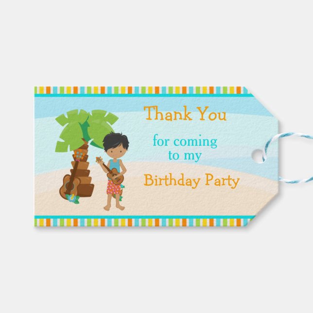 Aloha African American Boy  Gift Tags (Front (Horizontal))