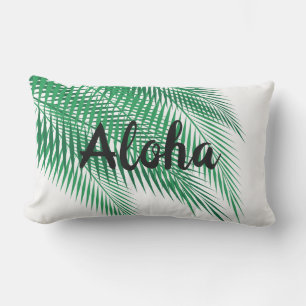 Aloha and Palm Leaves Pillow - Outdoor