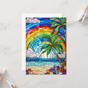 Aloha arc-en-ciel île vitrail carte
