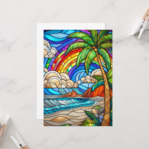 Aloha arc-en-ciel île vitrail carte