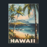 Aloha Awaits: A Vintage Hawaii Postcard<br><div class="desc">Channel the spirit of old Hawaii with this enchanting vintage travel poster. Muted tones create a timeless feel, while swaying palm trees and gentle ocean waves transport you to a paradise of relaxation. Unwind and say "Aloha" to a touch of vintage charm in your home or gift it to the...</div>