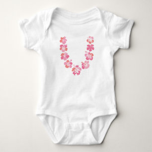 Aloha Baby Bodysuit: Coral Hibiscus Lei Bodysuit