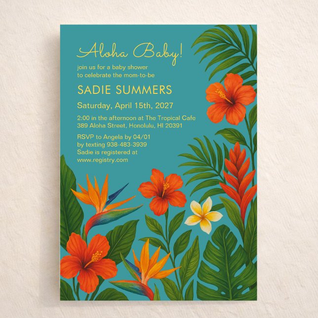 Aloha Baby! Chic Tropical Baby Shower Invitation (Creator Uploaded)