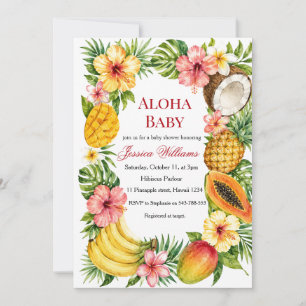 Aloha Baby Hawaiian Hibiscus Baby Shower Invitation