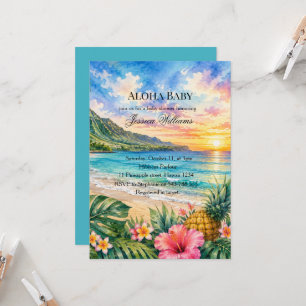 Aloha Baby Hawaiian Hibiscus Baby Shower Invitation