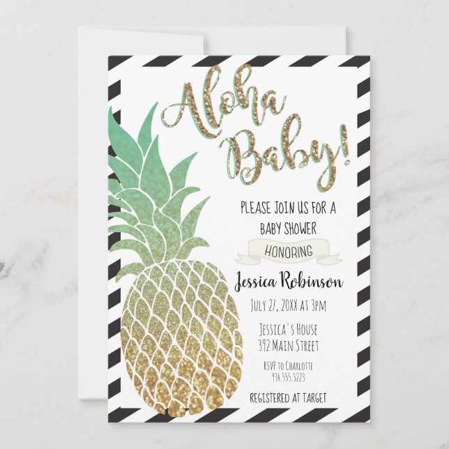 Aloha Baby! Pineapple Baby Shower Invitation (Front)