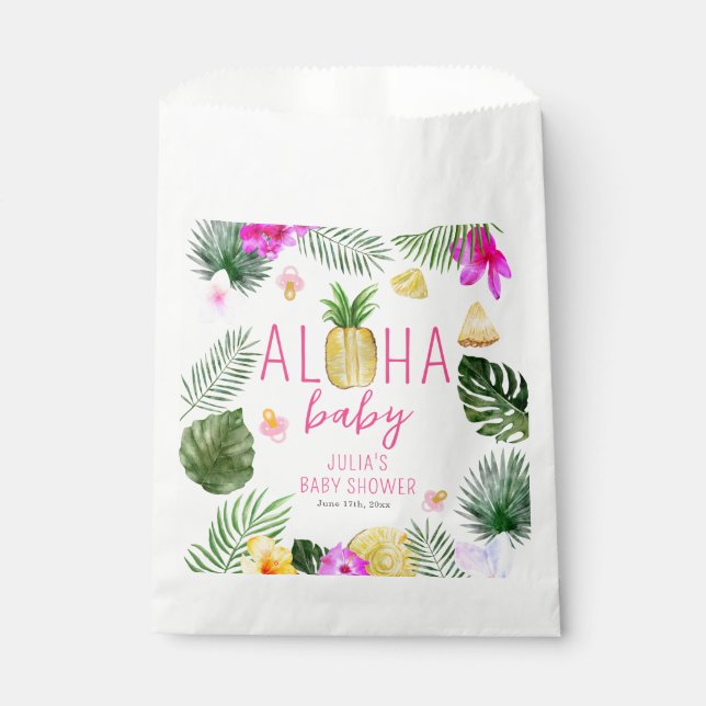 Aloha Baby Pineapples & Pacifiers Baby Shower Luau Favour Bag (Front)