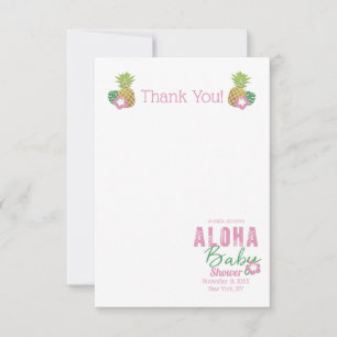 Aloha Baby Pink Green Tropical Pineapple Thank You