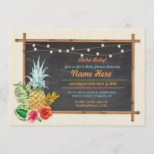 Aloha Baby! Shower Chalk Pineapple Luau Invitation