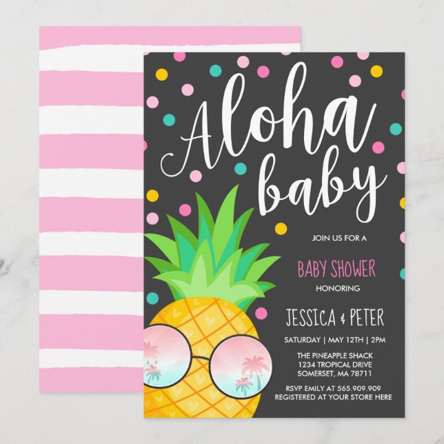 Aloha Baby Shower Invitation Pineapple Baby Shower (Front/Back)