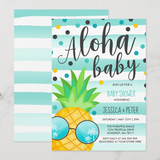 Aloha Baby Shower Invitation Pineapple Baby Shower (Front/Back)