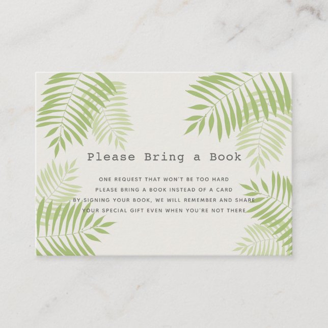 Aloha Baby Shower Please Bring a Book Card (Front)