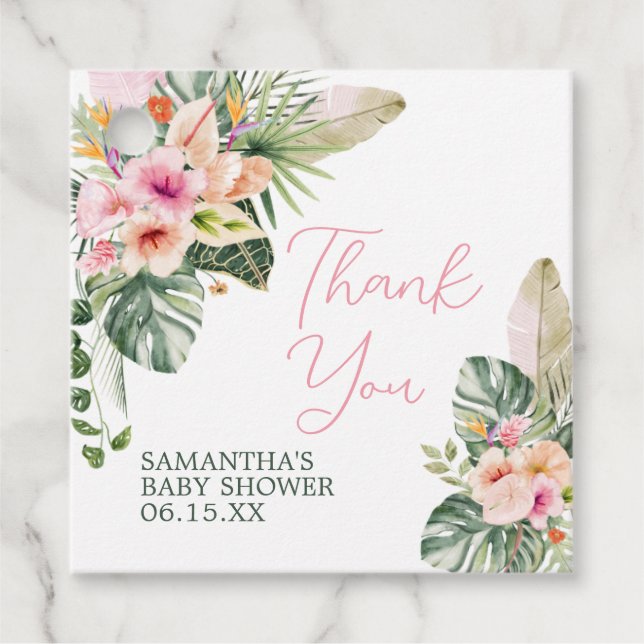 Aloha Baby Shower Square Favour Tags (Front)